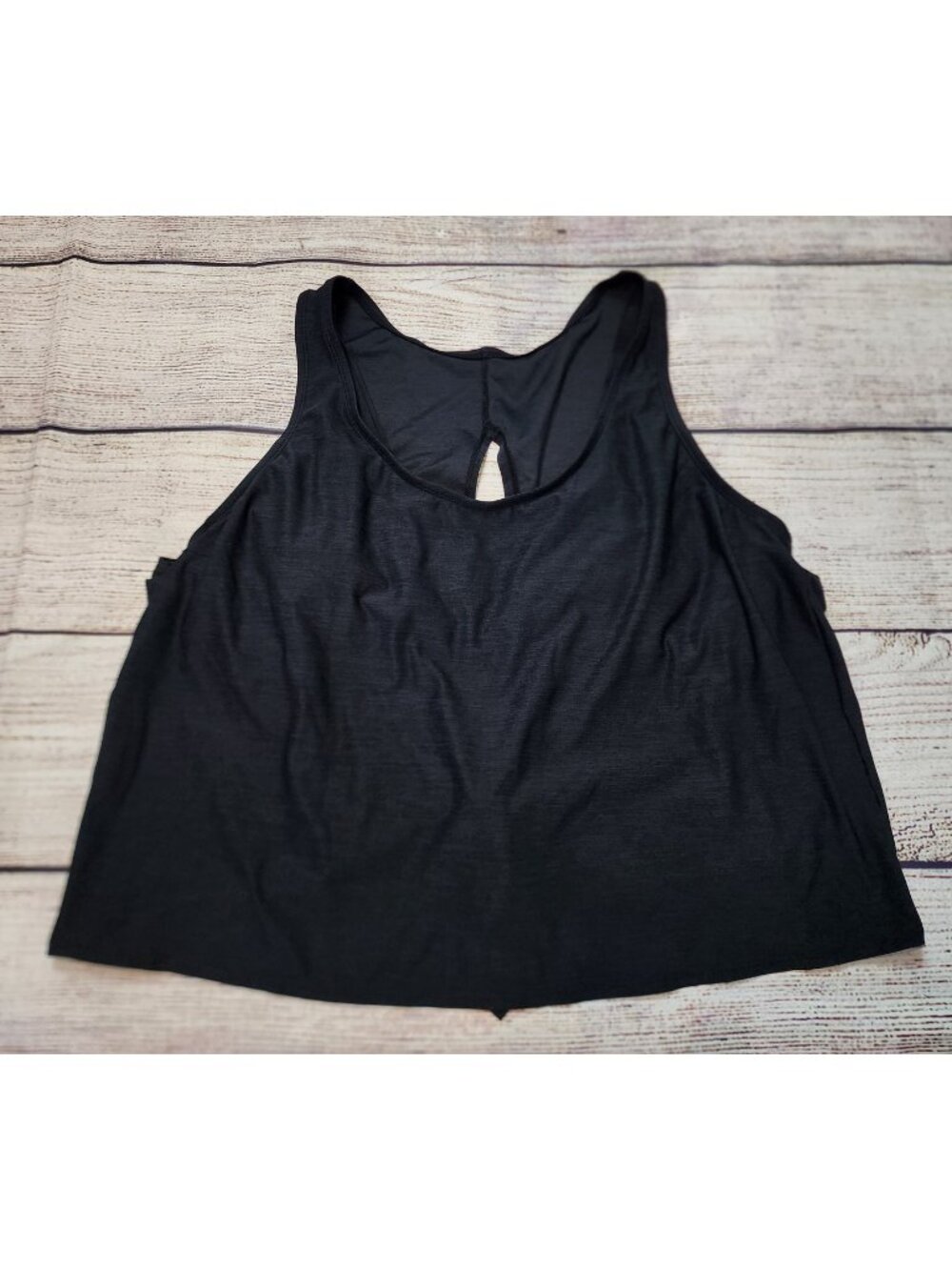 Women's Tie Back Tankini Swimsuit Top Kona Sol Black Size 2XL Adjustable Straps